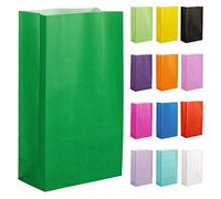 Thepaperbagstore 50 Vert sacs cadeaux en papier - 14x24.5x7cm - pour fêtes d'enfants et d'adultes, anniversaires, mariages, baby showers, enterrements de vie de jeune fille et bonbons.
