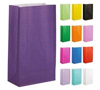 Thepaperbagstore 50 Violet foncé sacs cadeaux en papier - 14x24.5x7cm - pour fêtes d'enfants et d'adultes, anniversaires, mariages, baby showers, enterrements de vie de jeune fille et bonbons.