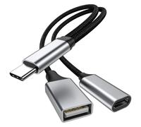 ThePhotoStick® ChargeLink Répartiteur USB-C 2 en 1 | USB-C vers USB-A, chargement et transfert de données USB-C, double connecteur USB-C, adaptateur pour téléphones