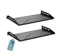 ThePromaster Lot de 2 étagères ventilées pour serveur - 48,3 cm, 25,4 cm de profondeur, 1U - Plateau de montage universel ventilé pour un bon flux d'air, support en porte-à-faux, montage mural pour