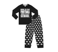 ThePyjamaFactory Garçon Born to Play Football Forced to Go to School Long en Coton Pyjamas (11-12 Ans)