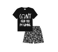 Boys Can't Hear You I'm Gaming Ensemble pyjama court en coton noir, Noir , 12-13 ans