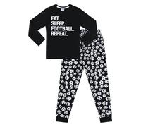 ThePyjamaFactory Garçon Eat Sleep Football Repeat Blanc Long en Coton Pyjamas (10-11 Ans)