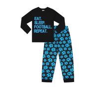 ThePyjamaFactory Long Eat Sleep Football Repeat Pyjama Long Coton Bleus pour Garçon (9-10 Ans)