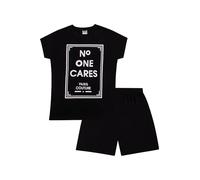 ThePyjamaFactory Pyjama court en coton pour fille No One Cares Paris Couture 9 à 16 ans, Noir , 15-16 ans
