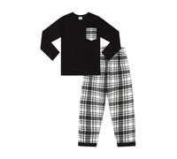 ThePyjamaFactory Pyjama long à carreaux écossais noir et blanc pour enfants, Noir , 10-11 ans