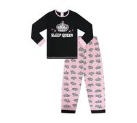 ThePyjamaFactory Pyjama Long Coton Fille Sleep Queen 10 à 16 ans Rose Noir