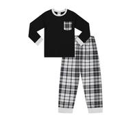 ThePyjamaFactory Pyjama Long en Coton à Carreaux Noirs et Gris pour Filles Pyjama pour Enfants (12-13 Ans)