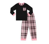 ThePyjamaFactory Pyjama Long en Coton à Carreaux Noirs et Roses pour Filles Pyjama pour Enfants (12-13 Ans)