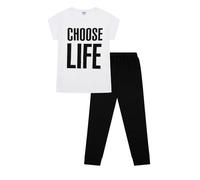 ThePyjamaFactory Pyjama long en coton pour femme Choose Life Blanc, blanc, 44-46