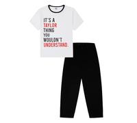 ThePyjamaFactory Pyjama long en coton pour femme It's a Taylor Thing, You Wouldn't Understand Noir et blanc, blanc, 36-38