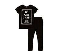 ThePyjamaFactory Pyjama long en coton pour fille No One Cares Paris Couture 9 à 16 ans, Noir , 10-11 ans