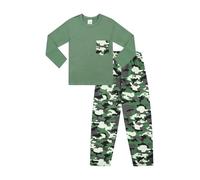 ThePyjamaFactory Pyjama Long pour garçon Motif Camouflage 100% Coton, Vert, 12-13 Ans