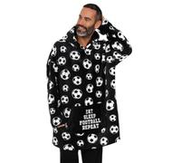 ThePyjamaFactory Sweat à capuche en polaire de luxe entièrement doublé pour homme Eat Sleep Football Noir et blanc, Noir , Taille unique