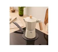 CREATE THERA MOKA RETRO/Cafetière italienne avec adaptateur pour induction blanc cassé/capacité de 6 tasses, aluminium, 350 ml, valve de sécurité, convient pour gaz, cuisinière électrique ou vitro