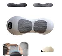 Theraback - Thérapie du dos 3 en 1, masseur portable pour soulager le dos à domicile avec vibrations, traction et chaleur, utilisation plug-in, convient pour le dos, le cou et les épaules (gris clair)