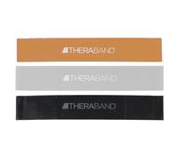 THERABAND Bandes de résistance Professionnelles durables pour Exercices de Force et de flexibilité, Pilates, Yoga, étirements et physiothérapie, Boucles Continues de 45,7 cm (Noir, Argent, Or)
