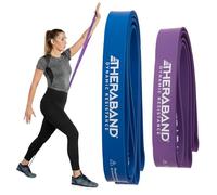 THERABAND Lot de 2 Bandes élastiques de Haute résistance pour améliorer la flexibilité, la rééducation des blessures et Les entraînements complets du Corps, Bandes élastiques Robustes pour soulever