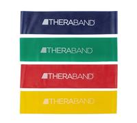 TheraBand Lot de 4 bandes de résistance de 30,5 cm pour exercices des jambes et des fesses, niveaux débutant à avancé pour l'exercice, la rééducation, la physiothérapie, les étirements, la musculation
