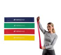 THERABAND Lot de 4 Bandes de résistance de 45,7 cm pour Exercices des Jambes et des Fesses, Niveaux débutant à avancé pour l'exercice, la rééducation, la physiothérapie, Les étirements et la