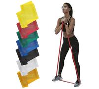 THERABAND Lot de 7 bandes de résistance professionnelles en latex de 1,8 m pour exercices du haut et du bas du corps, physiothérapie, pilates, entraînements à domicile, bande de 1,8 m, niveaux 1 à 7