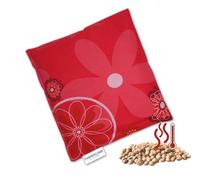 THERALINE Coussin garni de noyaux de cerise 19 x 19 cm Coussin chauffant pour micro-ondes, four et congélateur Housse 100 % coton Idée cadeau pour adultes, enfants et bébés