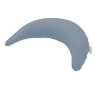 Theraline Lune de bambou avec housse en viscose de bambou et coton biologique, coussin d'allaitement, coussin de soutien abdominal, coussin douillet, coussin de voyage (mélange bleu-gris)