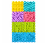 Theralino® Sensory Puzzle Lot de 8 tapis de sol sensoriels en silicone - Tapis puzzle tactile avec structures - Chemin pieds nus et tapis de toucher pour enfants et adultes - Système d'emboîtement