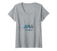 Thérapeute ABA : autonomiser Les Professionnels du Soutien à l'Autisme T-Shirt avec Col en V, Femme, Gris Chiné, S