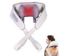 Therapexa Neck & Shoulder Massager, 6d Shiatsu Neck and Back Massager with Heat, 3 Speed, Portable Rechargeable for Pain Relief Deep Tissue (White)