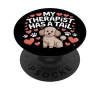 Thérapie Caniche My Therapist Has a Tail Cute Brown Doodle Dog PopSockets PopGrip Adhésif