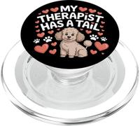 Thérapie Caniche My Therapist Has a Tail Cute Brown Doodle Dog PopSockets PopGrip pour MagSafe