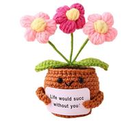 Thérapie de confort en peluche - mascotte de positivité tricotée, Figurine de bonheur floral | Souppe de bien-être mental doux, surprise expression réfléchie, jouet en peluche pour les chambres