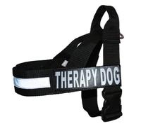 Thérapie par le service en nylon pour chien Chien Harnais sans tirer Guide assistance est livré avec 2 réfléchissant Thérapie Chien amovible Velcro patches. Mesurez votre chien avant de passer Commande., Large Fits Girth 26-33", noir