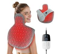 Thérapie par Lumière Rouge Infrarouge pour Soulager la Douleur épaules Dos Cou Cervicales Coussin Chauffant Nuque Infrarouge Lampe de Luminothérapie à Lumière Rouge avec 5 Niveaux, Minuterie
