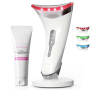 Thérapie par lumière rouge pour le visage et le cou, appareil de lifting du visage avec technologie de vibration, outil de massage 3 en 1 avec thermiques, sculpteur facial True Beauty Glow pour les