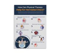 Therapy Approved Herniated Disc Pain Relief Poster Physical Therapy Mobility Exercises Guide Educational Canvas Art for Bedroom Living Room Home Office Decor(Unframed,16x24inch(40x60cm))