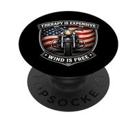 Therapy is Cher Wind is Free Classic Motorcycle American PopSockets PopGrip Adhésif