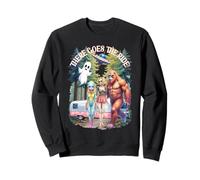 There Goes The Ride Bigfoot Alien Woman Squelette Halloween Sweatshirt