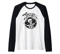 There It Goes - Squelette Humour Circulaire Logo Art Manche Raglan