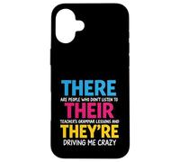 There Their We're Funny Back To School Teachers Grammar Coque pour iPhone 16 Plus