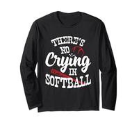 Theres No Crying in Softball Game Sports Baseball Lover Manche Longue