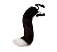 THERIAN Tail Bendable Fox Tail avec Squelette métallique A réglable Furry Furpe Wolf pour Cosplay Halloween Christmas Party Costume Unique (Noir + Blanc), Furry