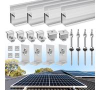Therlan Kit de support de panneau solaire pour 2 modules, convient pour toits en tuiles en acier colorés, toit en tôle, support solaire en aluminium de 200 mm d'épaisseur, panneau solaire réglable de