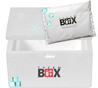THERM BOX Boîte en polystyrène 1 W avec 1 bloc réfrigérant pour glacière 1,6 l Intérieur : 19 x 10 x 8 cm, 100166-1C, Blanc.
