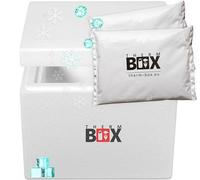 THERM BOX boîte en polystyrène 13W avec 2X Bloc réfrigérant pour glacière 13,2L Dimensions intérieures: 30x20x22cm boîte de Transport conteneur Isotherme réutilisable