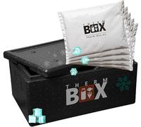 THERM BOX Professionnelle boîte en polystyrène Gastro GN avec 5X Bloc réfrigérant pour glacière 40L Dimensions intérieures: 54x34x21,5cm boîte de Transport réutilisable