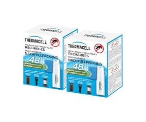 THERMACELL 2 Recharges Anti Moustiques et Moustiques Tigres - 20m² - 48h | Compatible Diffuseurs, Nomades et Lanternes - 8 Cartouches + 24 Plaquettes - THRECHARG48NX2