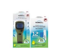 THERMACELL Diffuseur Répulsif Anti Moustiques Portable Nomade - Zone de Protection 15m² - Effet Rapide - Inodore - Durée 24h - 2 Cartouche Gaz + 6 Plaquettes - Vert