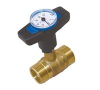 Thermador - Clapet antithermosiphon, Vanne départ-retour - Vanne thermomètre intégré poignée bleue Mâle Mâle 1" (26/34)